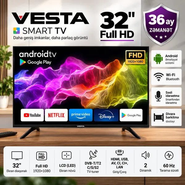 Vesta 32BBOO1 Full HD Smart TV — televizorlar