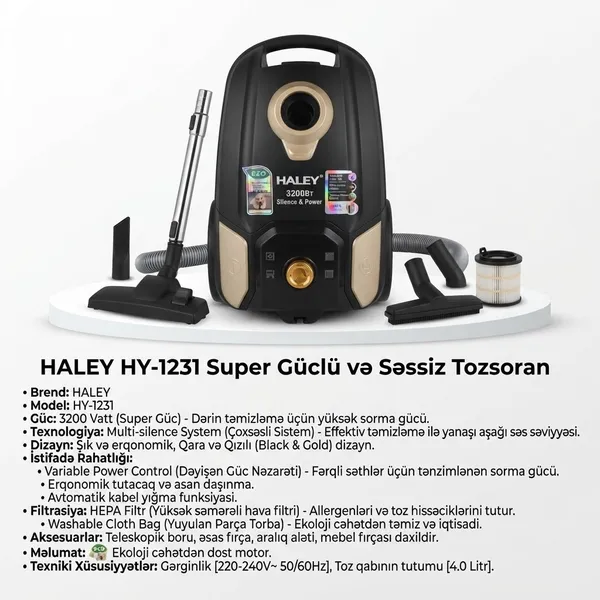 Haley HY-1231, 3200 Vt, torba, 4 L — tozsoranlar