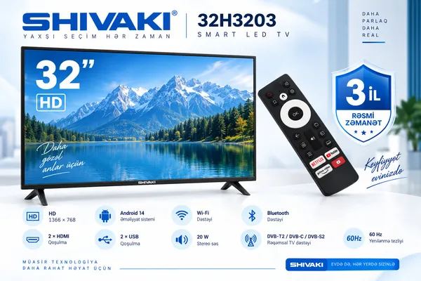 Shivaki 32H3203 32 düym LED HD Smart TV — televizorlar