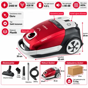 Eurolux, 2400 Vt, Torba, 4 l, 430 Vt