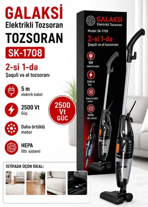 Vertikal tozsoran Galaksi Electronics GVC-7108, simli, quru, 2500 Vt, qara