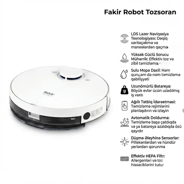 Robot-tozsoran Fakir, 3000 Pa, ağ — tozsoranlar