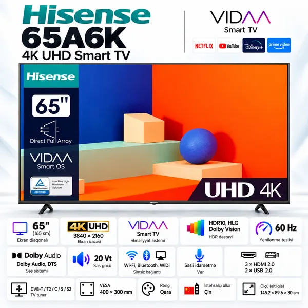 Hisense 65A6K — televizorlar
