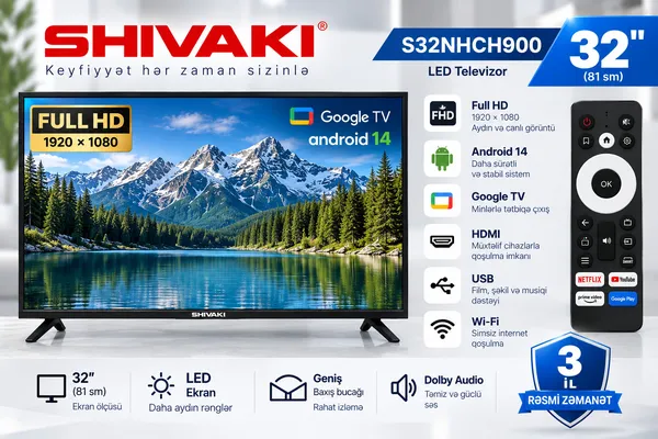Shivaki S32NUCHH900 LED 32 düym Full HD Smart TV — televizorlar