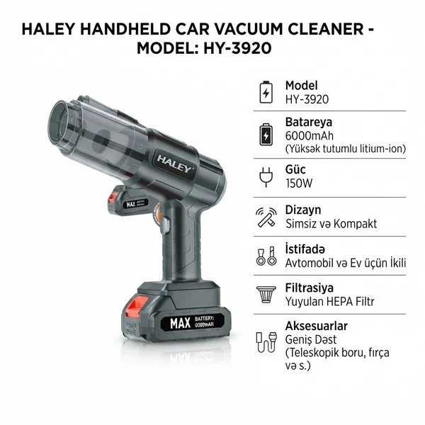 Simsiz tozsoran Haley HY-3920, 450 ml — tozsoranlar