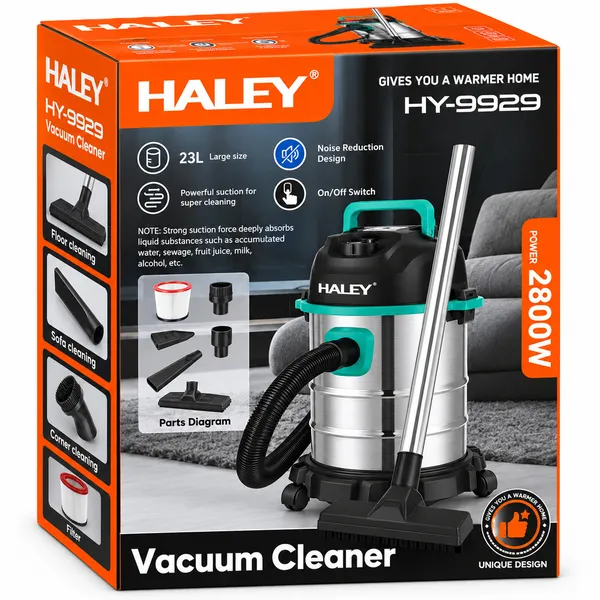 Sənaye tozsoranı Haley HY-9929, Quru, 23 L, Gümüşü, 2800 Vt — tozsoranlar