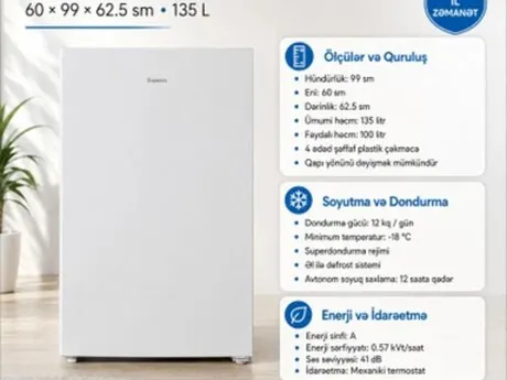Mini soyuducu BIRYUSA 6048 DOND-CU(60X99X62.50)135LT — soyuducular