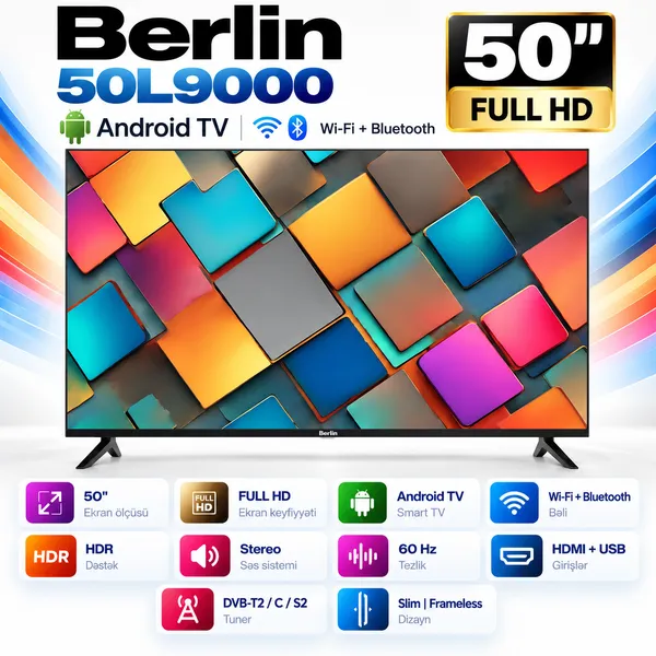 Berlin 50L9000 LED 50 düym Full HD Android TV — телевизоры