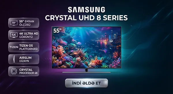 Samsung 55 Crystal UHD DU8500, Edge LED, 55 düym, 4K UHD, Smart TV — televizorlar