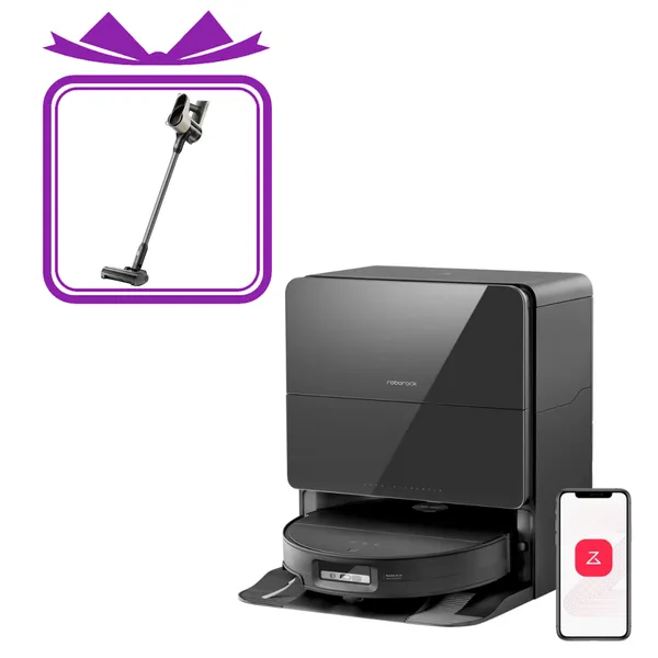 Roborock S9 MaxV Ultra Black + Simsiz vertikal tozsoran Roborock H5 CE Black — пылесосы