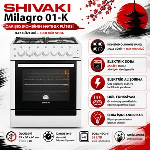 Kombinə edilmiş plitə Shivaki 01K AG 4 gözlü paslanmayan polad ağ