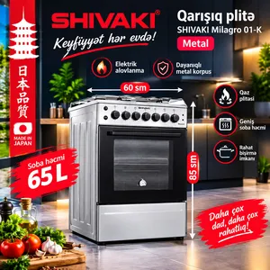 Qarışıq plitə Shivaki Milagro 01-K Metal 4 konforlu boz enerji sinfi A