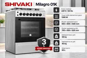Qaz sobası Shivaki 01K Milagro, Qaz/Elektrik, 3 konforlu, Boz, A