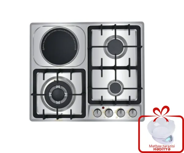 Bişirmə səthi Eurolux EU-GH3643GSD_RB + elektron mətbəx tərəzisi hədiyyə — bişirmə panelləri