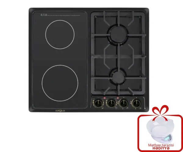 Bişirmə səthi Eurolux EU-GH3644GSBD_RB + elektron mətbəx tərəzisi hədiyyə — bişirmə panelləri
