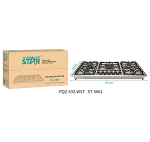 Bişirmə paneli Winning Star ST-5661 Qaz Paslanmayan polad Bərkimiş şüşə Mexaniki 5 konforlu