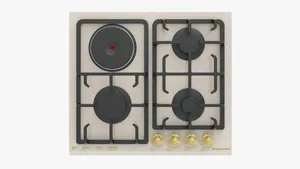 Kombinə edilmiş bişirmə paneli Electrotech İKOS 60 3GP Cream Glass 4 gözlü.