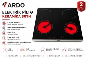 Quraşdırılan bişirmə paneli Ardo, 4 konfor, 59.5 sm