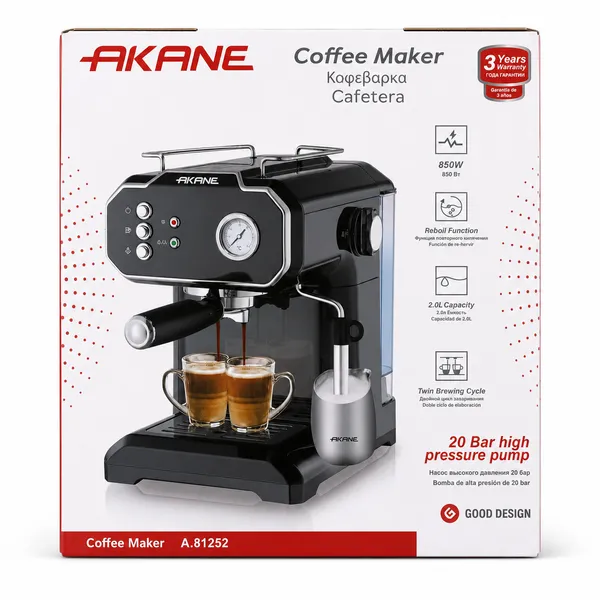 Qəhvə maşını Akane A.81252 850W, 2L, 20Bar — qəhvə maşınları