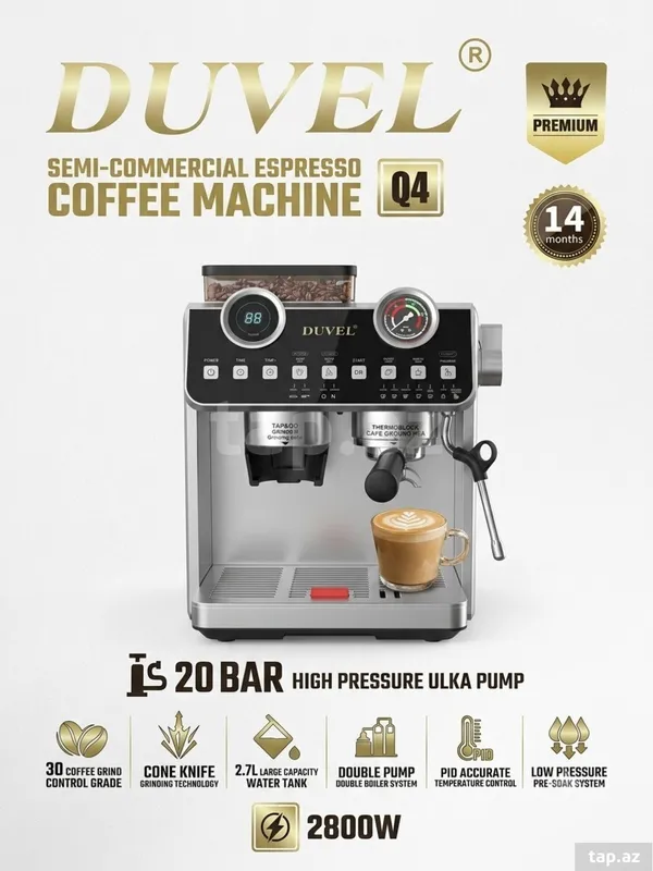 Qəhvəbişirən Duvel Q4 2800 W gümüşü. — qəhvə maşınları