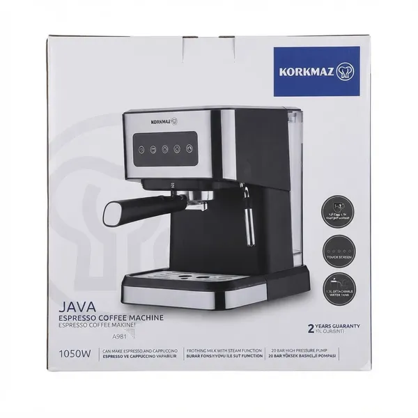 Qəhvəbişirən Korkmaz Java A981 1500 W qara-boz. — qəhvə maşınları