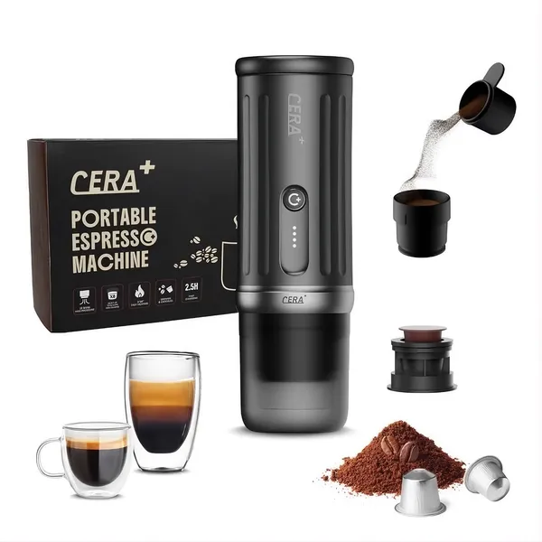 Portativ qəhvə bişiricisi CERA+ PCM03S, espresso, 150 Vt, 0.08 L, qara — qəhvə maşınları