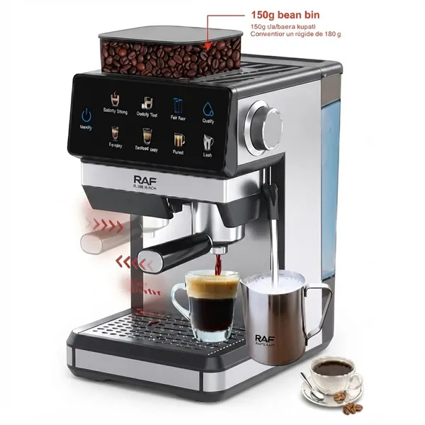 Qəhvə maşını RAF R.195, espresso, 1350 Vt, 1.8 l, gümüşü — qəhvə maşınları