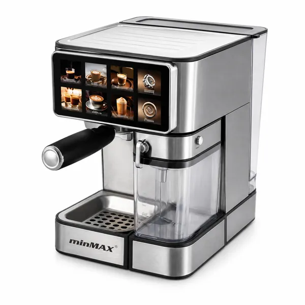 Qəhvə maşını MinMAX, avtomatik, 1600 Vt, 1.8 l, gümüşü — qəhvə maşınları