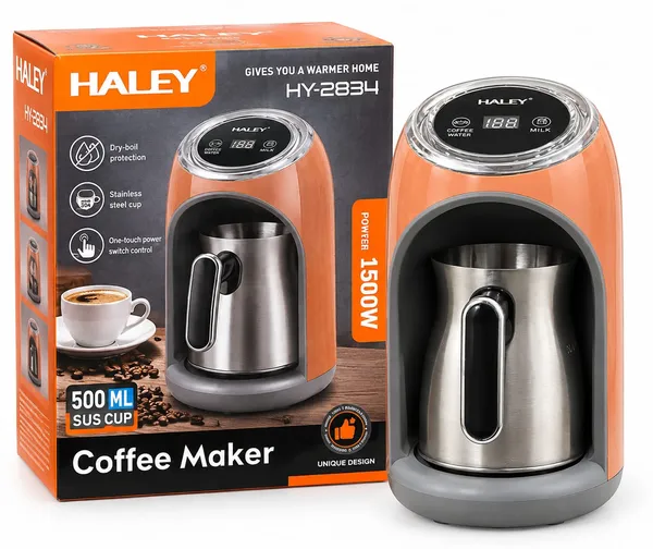 Elektrik türk qəhvəbişirəni Haley HY-2834 1500 W 0.5 l narıncı-qara — qəhvə maşınları