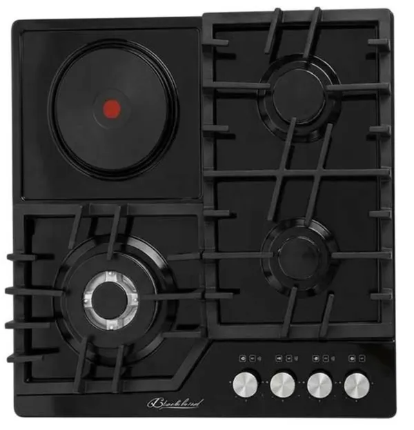 Qaz və elektrik birləşdirilmiş plitə Blackbird 05-5890B qara — bişirmə panelləri