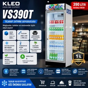 Ticarət soyuducusu Kleo, VS390T, Low Frost, Birqapılı, Ağ