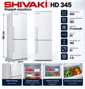 Shivaki HD 345 FN ikikameralı 265 l A+ ağ