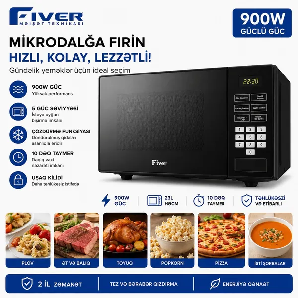 Mikrodalğalı soba Fiver Az-4456 900 Vt — mikrodalğalı sobalar