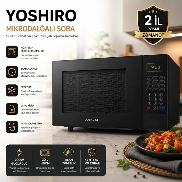 Mikrodalğalı soba Yoshiro TRNDR124125T 23 l 800 Vt — микроволновые печи