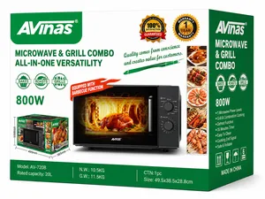 Mikrodalğalı soba Avinas AV-720B, 20 L, 800 Vt, Mikrodalğalar, Qara