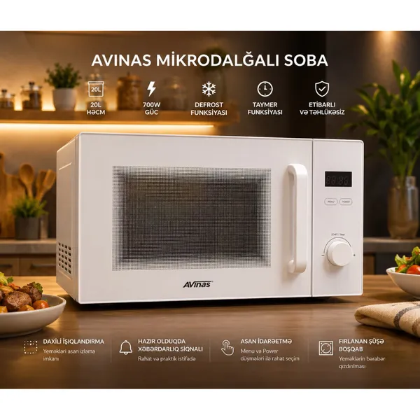 Mikrodalğalı soba Avinas, 20 L, 700 Vt, Mikrodalğalar, Ağ — mikrodalğalı sobalar