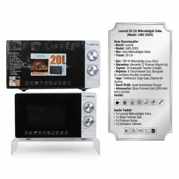 Mikrodalğalı soba Lexical LMO-20XX 20 l 700 W konveksiya qara-ağ — микроволновые печи