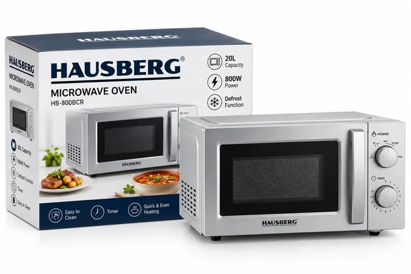 Mikrodalğalı soba Hausberg HB-800BCR, 20 L, 800 Vt, gümüşü — микроволновые печи