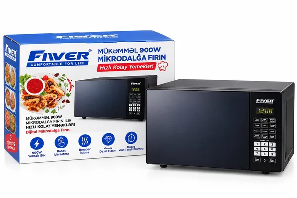 Mikrodalğalı soba Fiver, 20 L, 900 Vt, qara — mikrodalğalı sobalar
