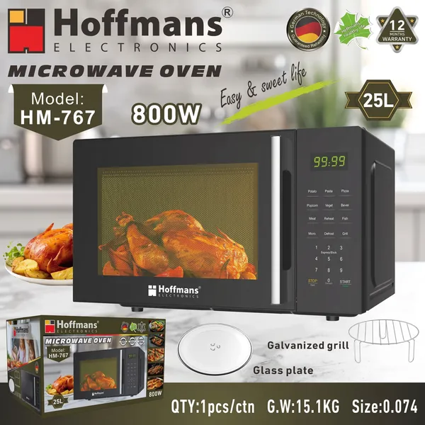 Mikrodalğalı soba Hoffmans 25 l 800 W qara — mikrodalğalı sobalar