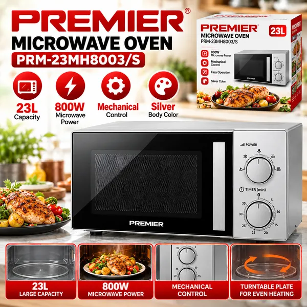Mikrodalğalı soba Premier PRM-23MH8003/S, 23 L, 800 Vt, Gümüşü — микроволновые печи