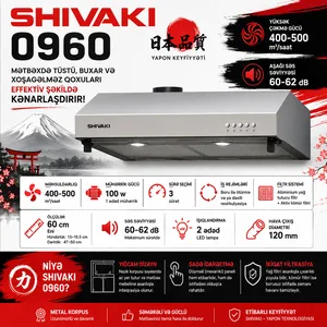 Aspirator Shivaki 0960, 500 kub. m/ saat, gümüşü