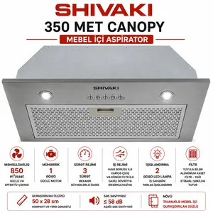 Aspirator Shivaki 350, 850 kub. m/ saat, gümüşü