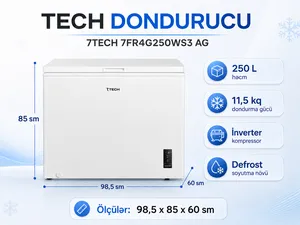 Dondurucu qutu 7Tech 7FR4G250WS3, De Frost, Ağ, 250 L