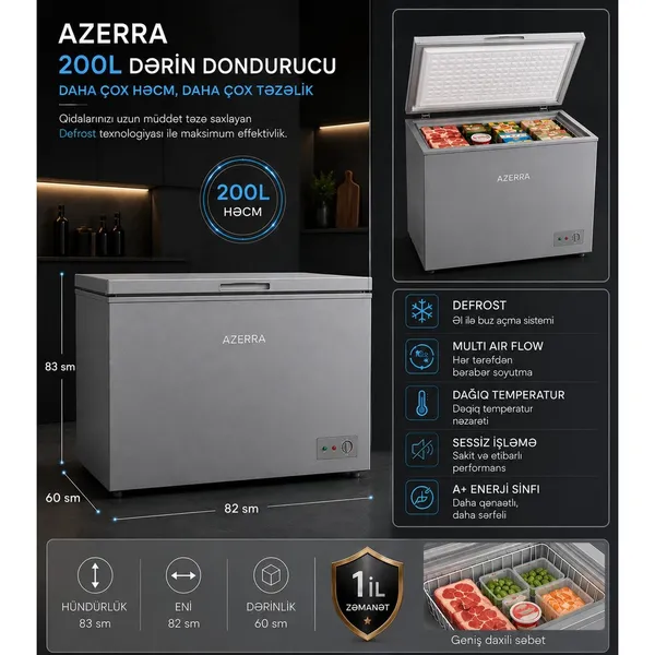 Dondurucu qutu Azerra, BD-209, De Frost, Boz, 200 L — морозильники