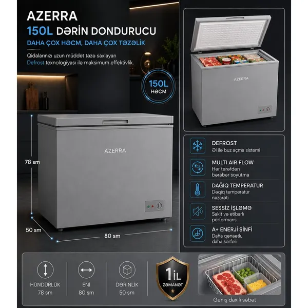 Dondurucu qutu Azerra, SH-ID-110 BDW-157, De Frost, Boz, 150 L — морозильники