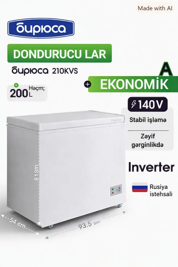 Dondurucu qutu Biryusa 210KVS_MYCM_14_71_59 De Frost 200 l ağ — морозильники