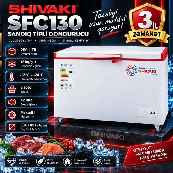 Dondurucu qutu Shivaki SFC130, ağ, 250 L — морозильники