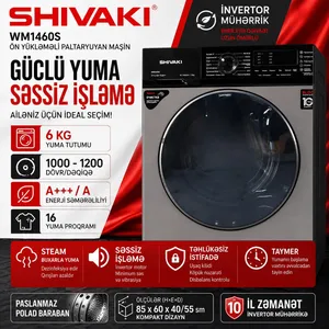 Shivaki AZWM1460S, tünd boz, 6 kq, 1000 dövr/dəq