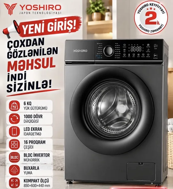 6 kq 1000 dövr/dəq enerji sinfi A — paltaryuyan maşınlar
